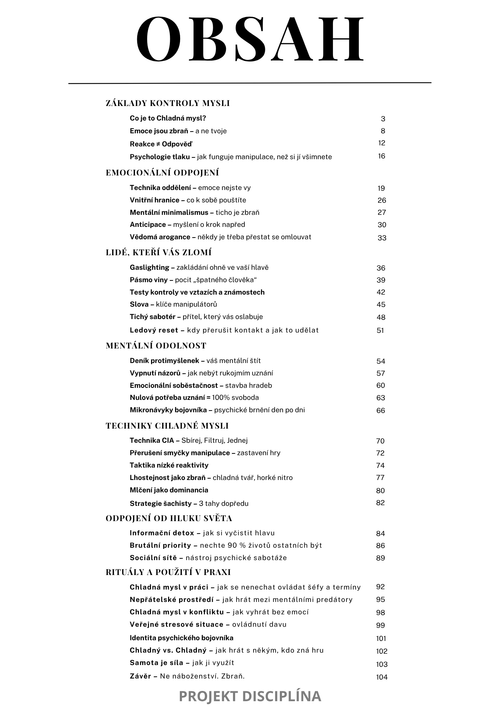 CHLADNÁ MYSL – PSYCHOLOGICKÁ ODOLNOST PROTI MANIPULACI, CHAOSU A TLAKU